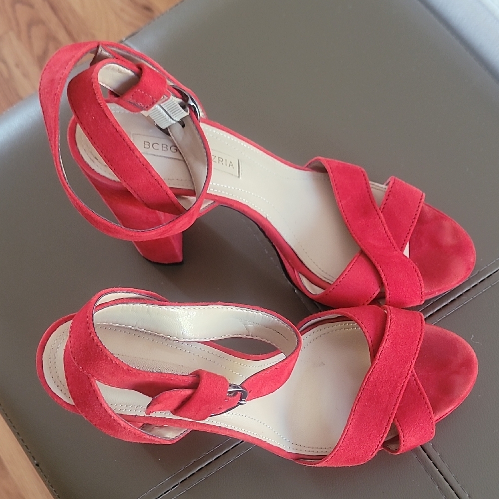 BCBGMaxAzria Red Stiletto Heels Elegant Design